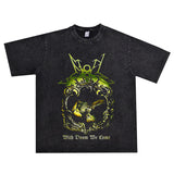 Rock Star T Shirt Austrian Summer Band Printed T-shirt Short Sleeve Loose Washed-out Distressed