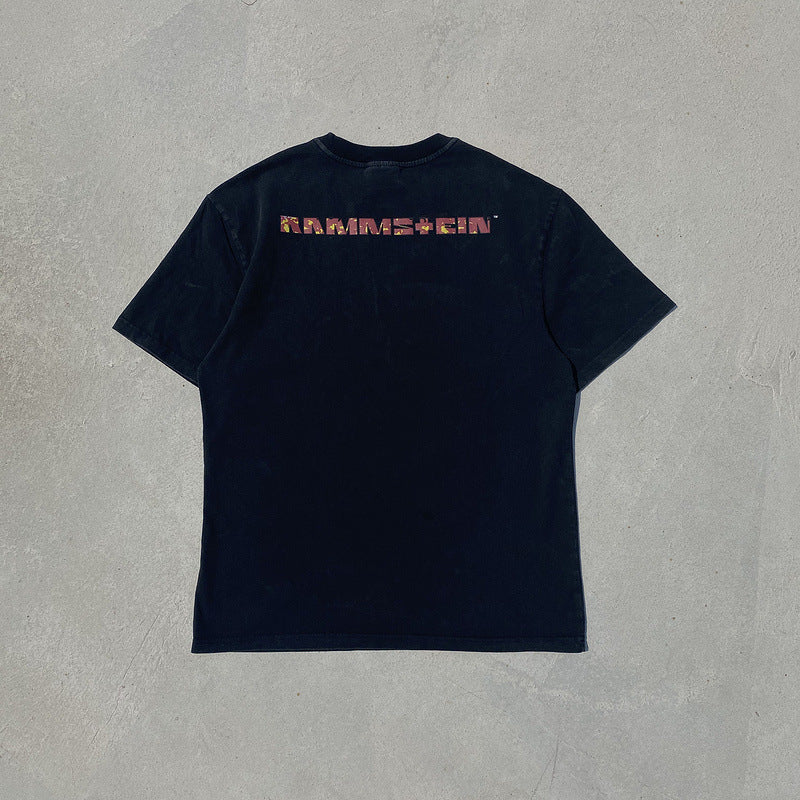 Men Vintage T-Shirts German Chariot Metal Band Vintage Wash Do Old Rammstein
