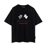 Palm Angels T Shirts Racing Flag Letter Print Short Sleeve T-Shirt