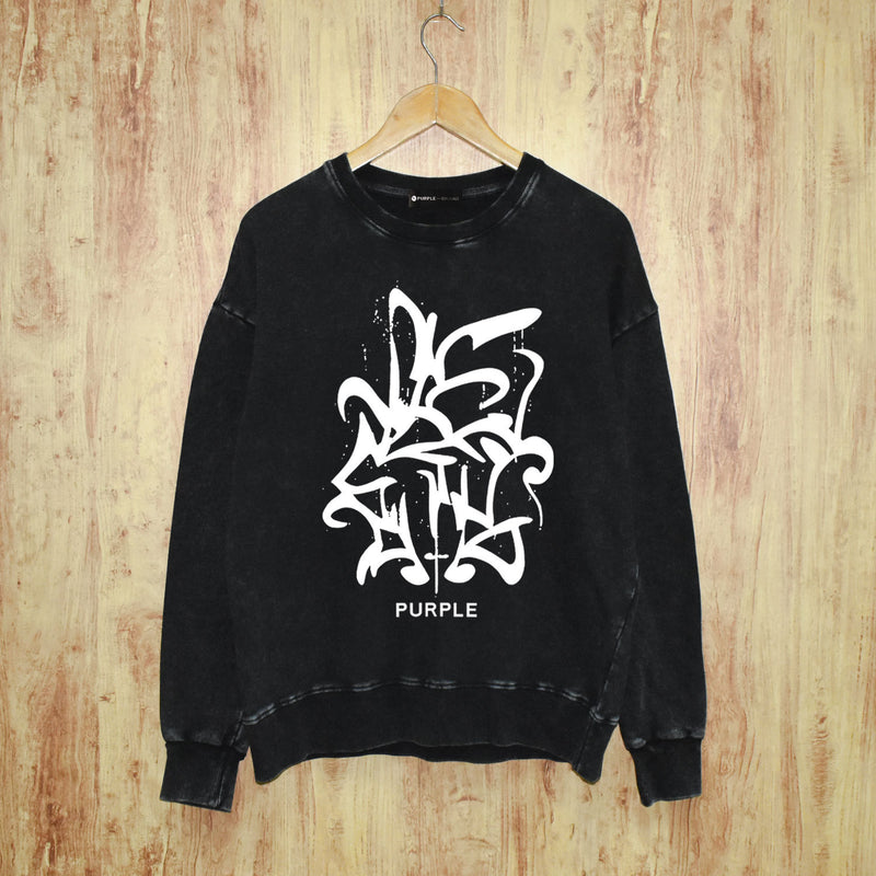 Purple Brand Distressed Sweatshirt Retro Vintage Crew Neck Sweater