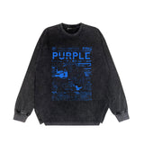 Purple Brand Distressed Long Sleeve Shirt Fashion Distressed Loose Long-sleeved Top
