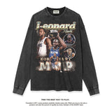 Nba Long Sleeve Shirt Long Sleeve T-shirt Worn Looking Washed-out round Neck Fashion Brand