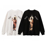 Jesus Is King T Shirt Big Talker Fashion Brand High Street Casual Loose Couple Fog round Neck Sweater Ins