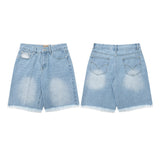 Gallery Dept Denim Shorts Washed Hand Painted Ink Splashed Denim Shorts