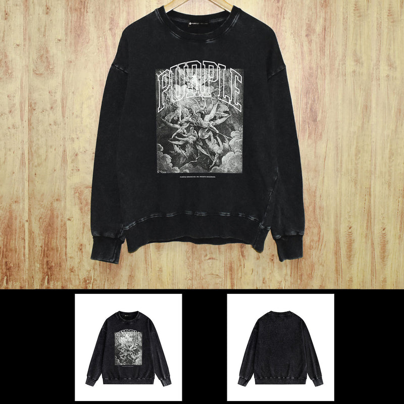 Purple Brand Distressed Sweatshirt Retro Vintage Crew Neck Sweater