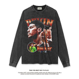 Nba Long Sleeved Shirt Autumn and Winter Long Sleeve T-shirt Washed Old Fashion Brand