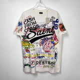 Men Vintage T-Shirts Saint Michael Joint Murakami Takashi Wash Short Sleeve Vintage
