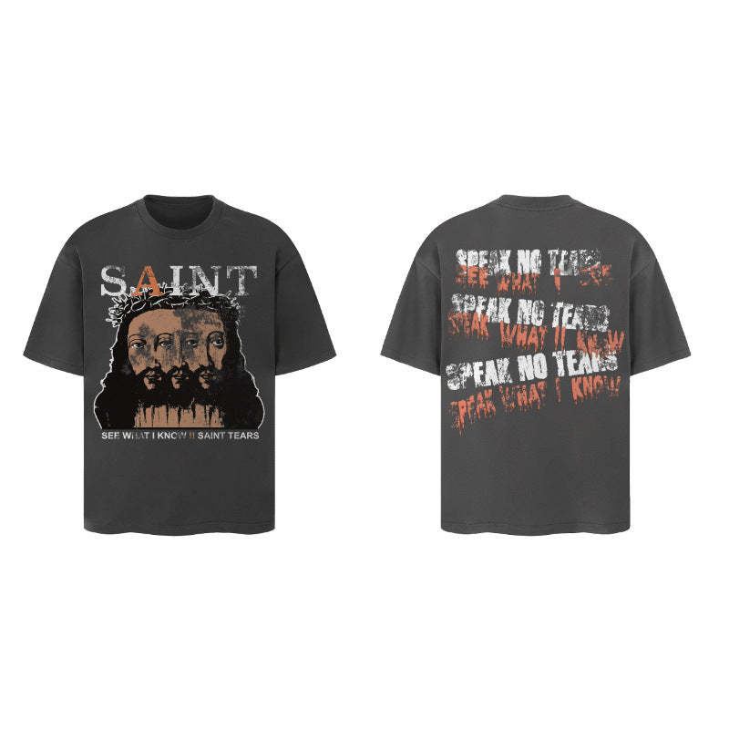 Men Vintage T-Shirts Saint Michael Tee Saint Tears