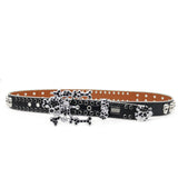Hip-hop punk rhinestone belt western multi skull