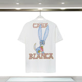 Casablanca T Shirts Fashion Casual Crew Neck Animated Bunny Print Tee
