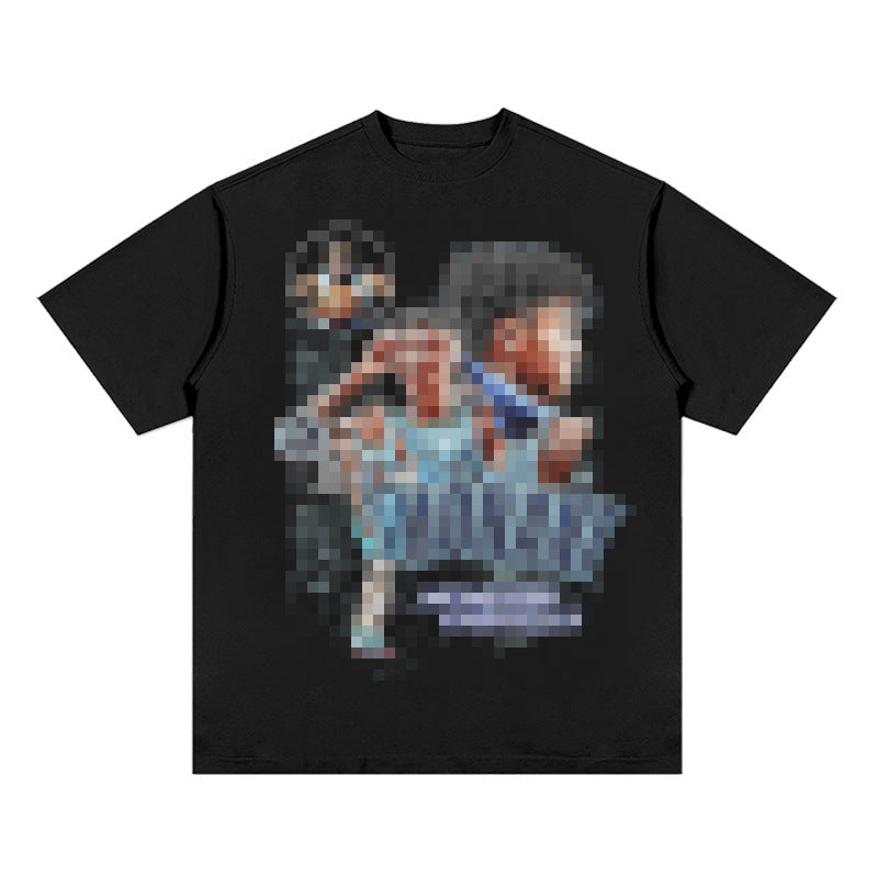 Nba T Shirt Printed Short-Sleeved T-shirt American High Street Retro Basketball Top