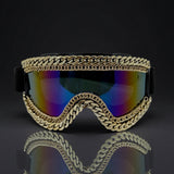 Trendy punk glasses metal chain