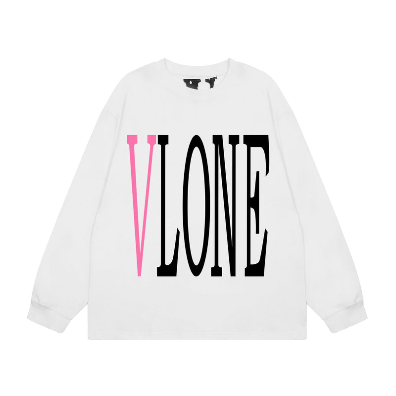 Vlone Sweatshirts Autumn and Winter Pink Big V Letter Crew Neck