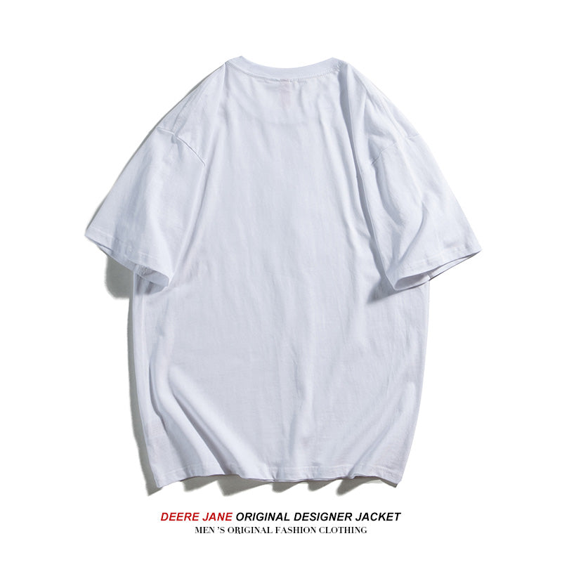 Men's T-Shirts Summer Cotton White Short Sleeve T-shirt Men's Loose