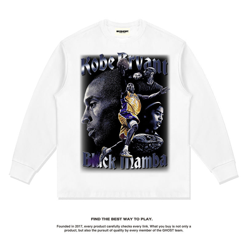 Nba Long Sleeved Shirt Autumn and Winter Loose Trendy Brand Long Sleeve T-shirt Pure Cotton Fashion
