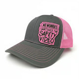Trendy flat brimmed hat leather label mesh hat sunshade