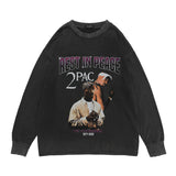 Asap Rocky Hoodie ASAP ROCKY Printed Vintage Loose Casual Long Sleeve Sweater