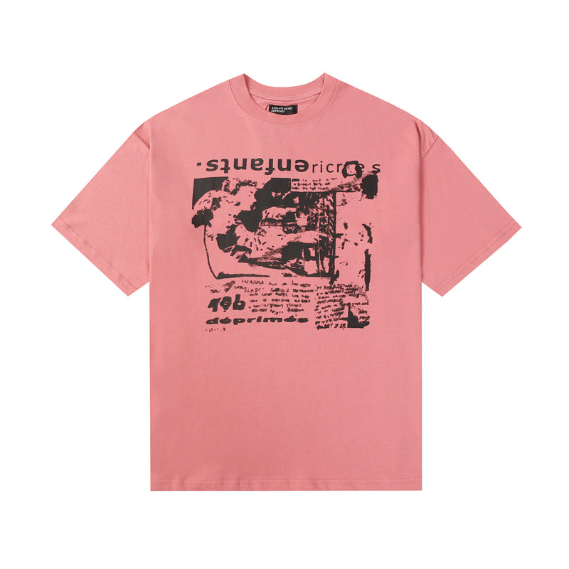 ERD T Shirts Cartoon Print Loose-Fitting Casual T-shirt