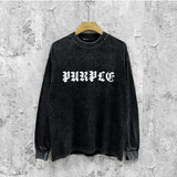 Purple Brand Distressed Long Sleeve Shirt Fashion Distressed Loose Long-sleeved Top