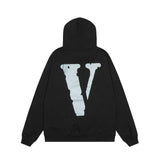 Vlone Hoodie Autumn and Winter Silver Big V Letter