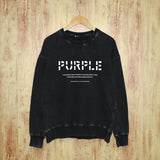 Purple Brand Distressed Sweatshirt Fashion Washed Black Long Sleeves Top