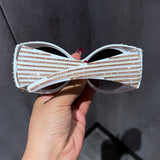 Trendy punk glasses retro round diamond