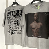 Mens Vintage T-Shirts vintage2PAC print wash water do old retro T-shirt