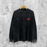 Purple Brand Distressed Long Sleeve Shirt Fashion Distressed Loose Long-sleeved Top
