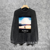 Purple Brand Distressed Long Sleeve Shirt Fashion Distressed Loose Long-sleeved Top