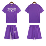 Denim Tears Outfit: T Shirt/Shorts (Separate Purchase Options) Short Sleeve T-shirt Men and Women Sports Shorts Suit