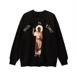 Jesus Is King T Shirt Big Talker Fashion Brand High Street Casual Loose Couple Fog round Neck Sweater Ins