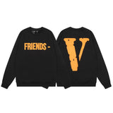 Vlone Sweatshirts Autumn and Winter Letter Big V Pattern Crew Neck