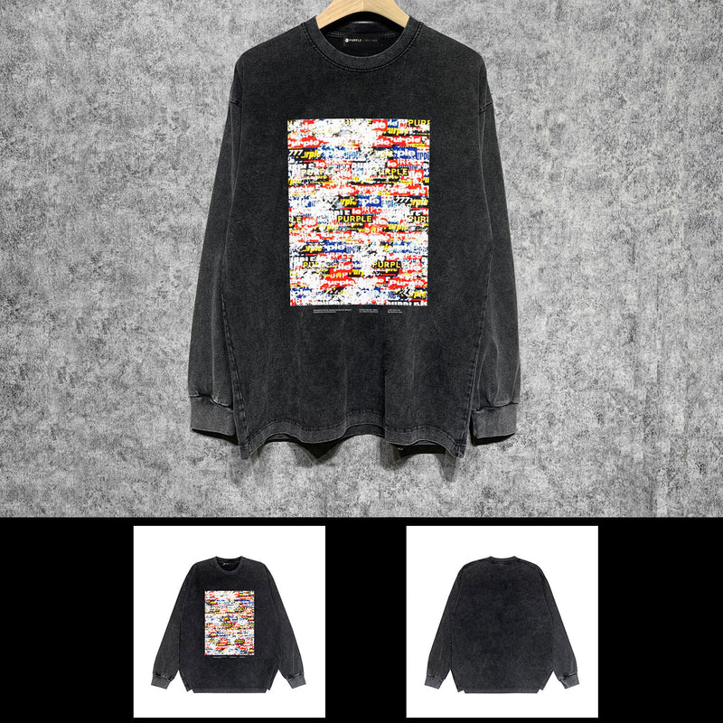 Purple Brand Distressed Long Sleeve Shirt Fashion Distressed Loose Long-sleeved Top
