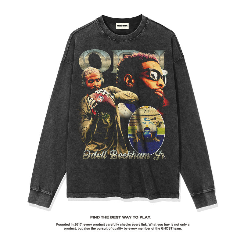 Nba Long Sleeve Shirt Autumn and Winter Long Sleeve T-shirt Cotton round Neck Men's Women's Pullover
