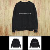 Purple Brand Distressed Sweatshirt Fashion Washed Black Long Sleeves Top