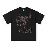 Vintage T-shirts Printed Short Sleeve T-Shirt Hellhound Washed Old Cotton