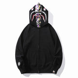 Bathing Ape Hoodie Shark Head Double Hood Camouflage Hooded Sweater Men's Autumn and Winter Cardigan Zipper Casual Couple Jacket