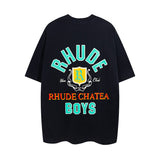 Rhude T Shirt Micro Label Letter Coconut Pattern Short Sleeve T-Shirt