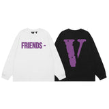 Vlone Sweatshirts Autumn and Winter Purple Big V Letter Crew Neck