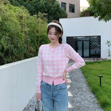Ralph Lauren Knitted sweaters RL Ralph War Horse Embroidered Knitted Cardigan Crew Neck Checked Top