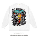 Nba Long Sleeve Shirt Washed Long Sleeve T-shirt for Men