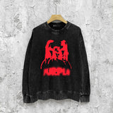 Purple Brand Distressed Sweatshirt Retro Vintage Crew Neck Sweater