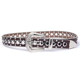 Hip-hop punk rhinestone belt y2k pu leather