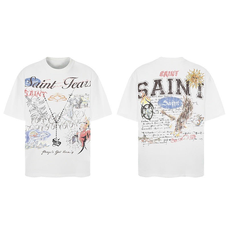 Men Vintage T-Shirts Saint Michael Tee Saint Tears