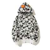 Bathing Ape Hoodie Shark Camouflage Printed Cardigan Zip Hooded Sweater Jacket