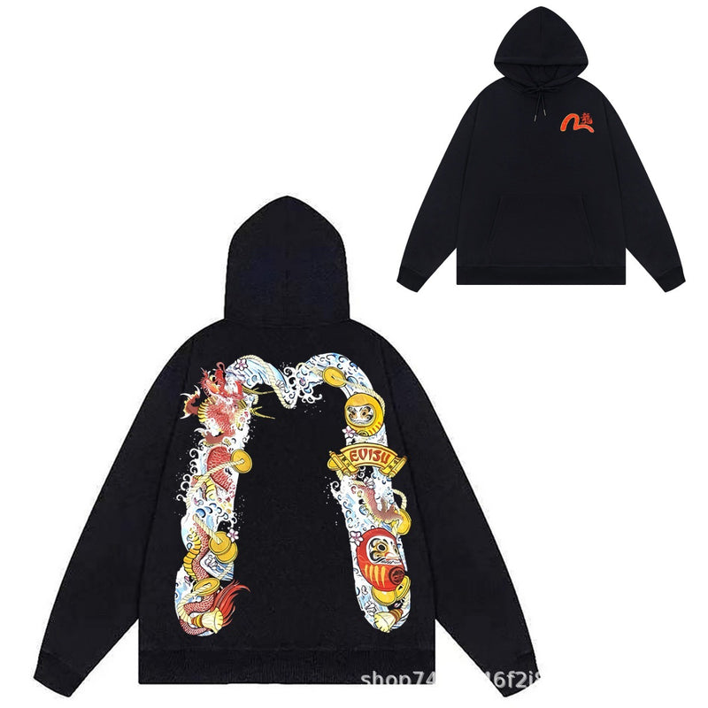 Evisu Hoodie print men and women
