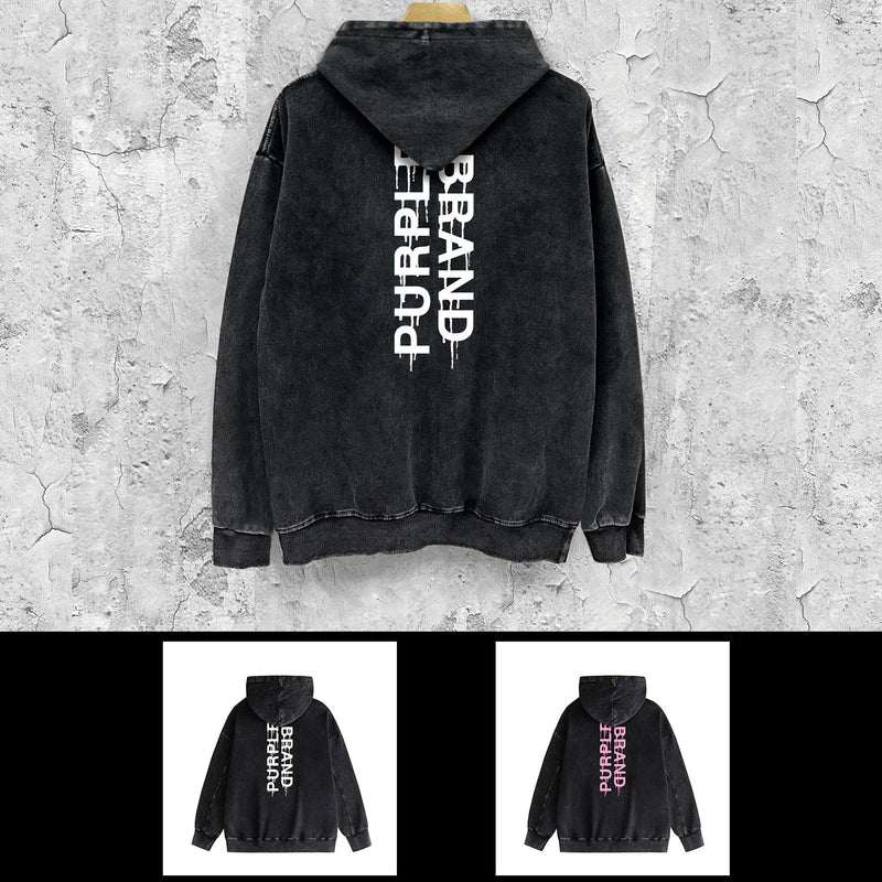 Purple Brand Distressed Hoodie Fashion Old Loose Hooded Sweater