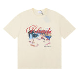 Rhude T Shirt Sailing Letter Coconut Logo Short Sleeve T-Shirt