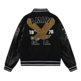 Amiri Jacket Spring and Autumn AMI Eagle Letter Pattern Baseball Jacket Men's and Women's