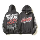 Hellstar Hoodie Retro Distressed Letters Graffiti Printing Loose